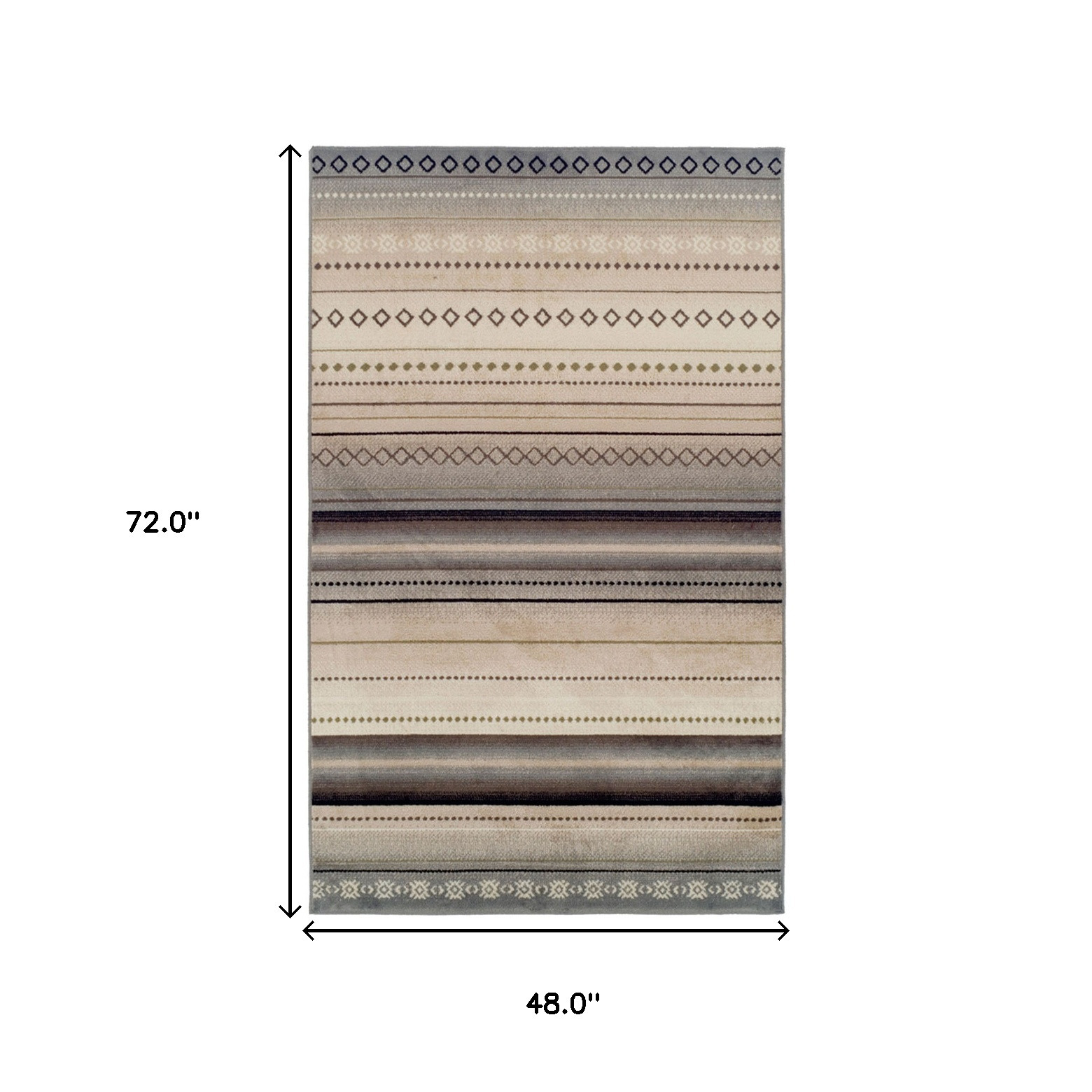 4" X 6" Gray Southwest Geometric Stain Resistant Area Rug