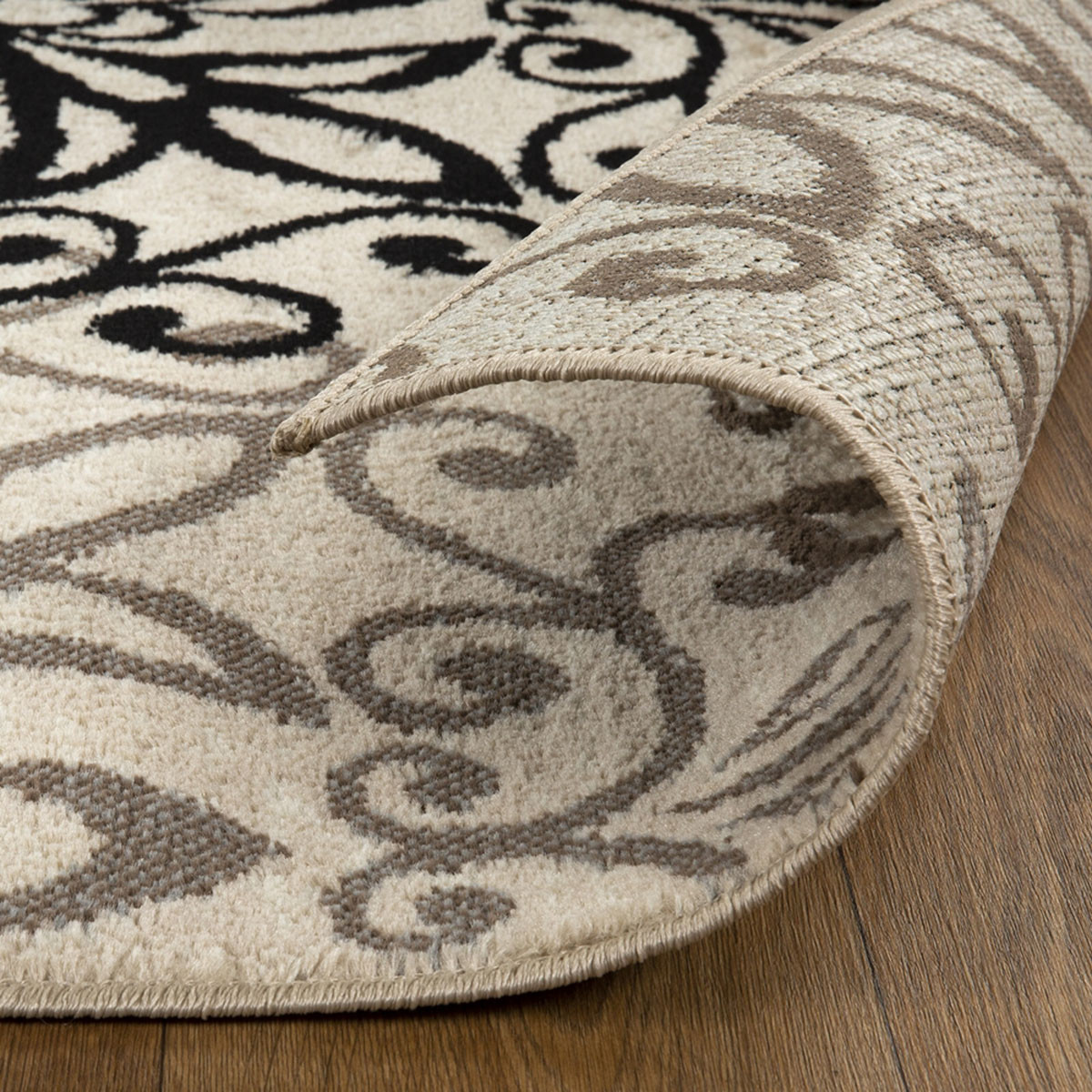 3" X 5" Beige And Gray Medallion Power Loom Stain Resistant Area Rug