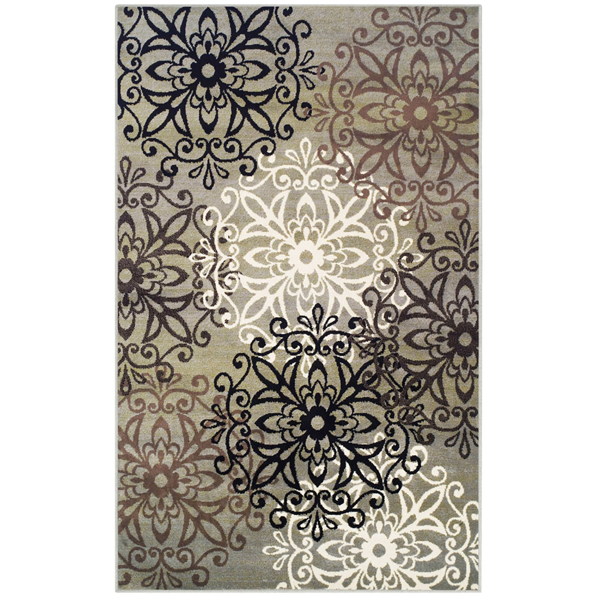 8" X 10" Blue And Gray Medallion Power Loom Stain Resistant Area Rug