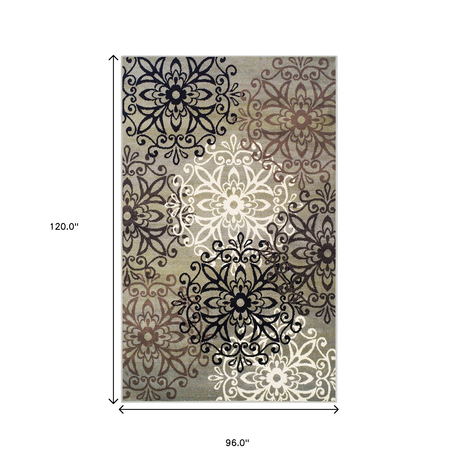 8" X 10" Blue And Gray Medallion Power Loom Stain Resistant Area Rug