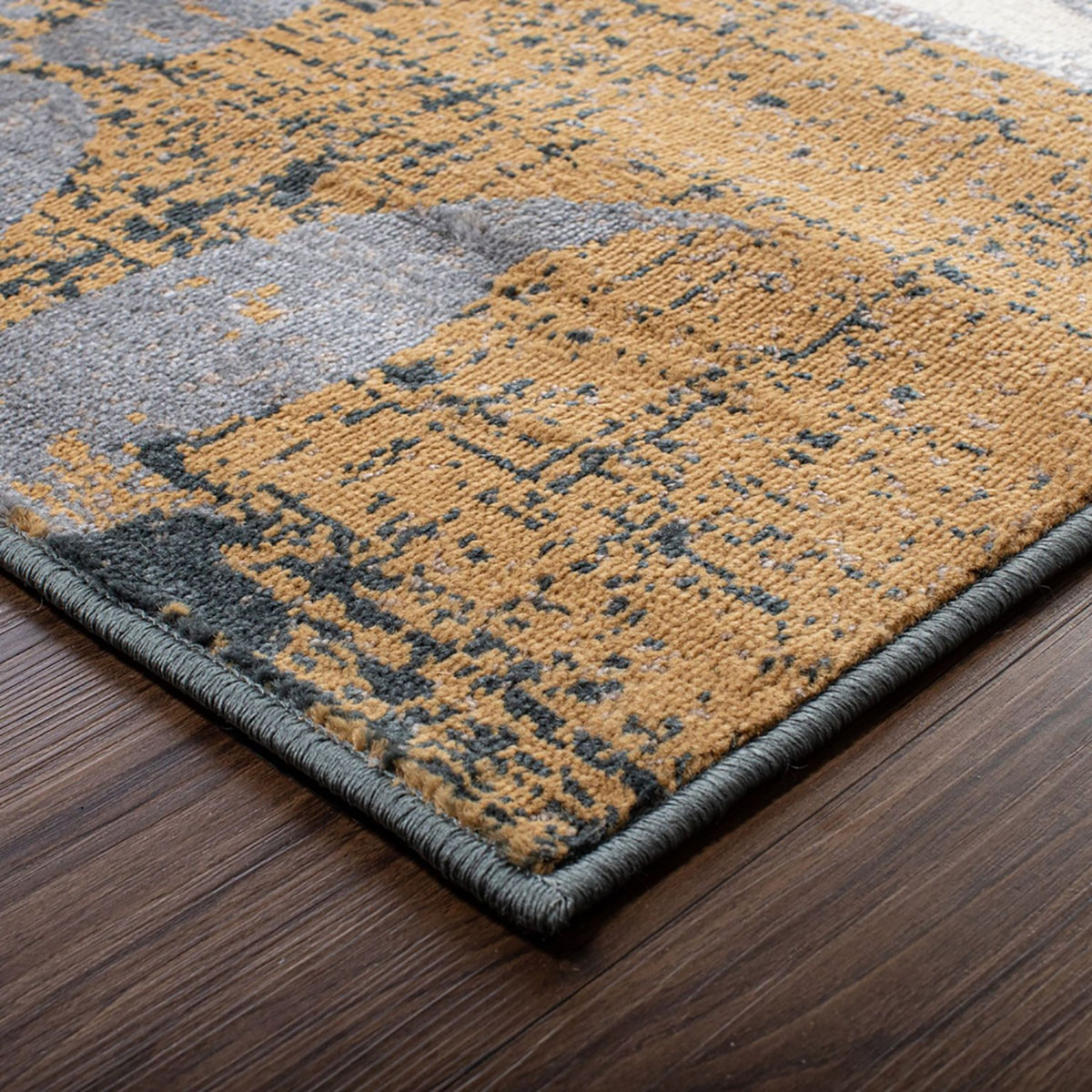 10" Beige And Gray Floral Power Loom Distressed Stain Resistant Runner Rug