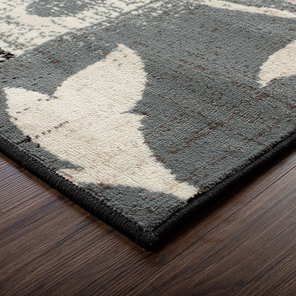 12" Beige And Gray Floral Power Loom Distressed Runner Rug