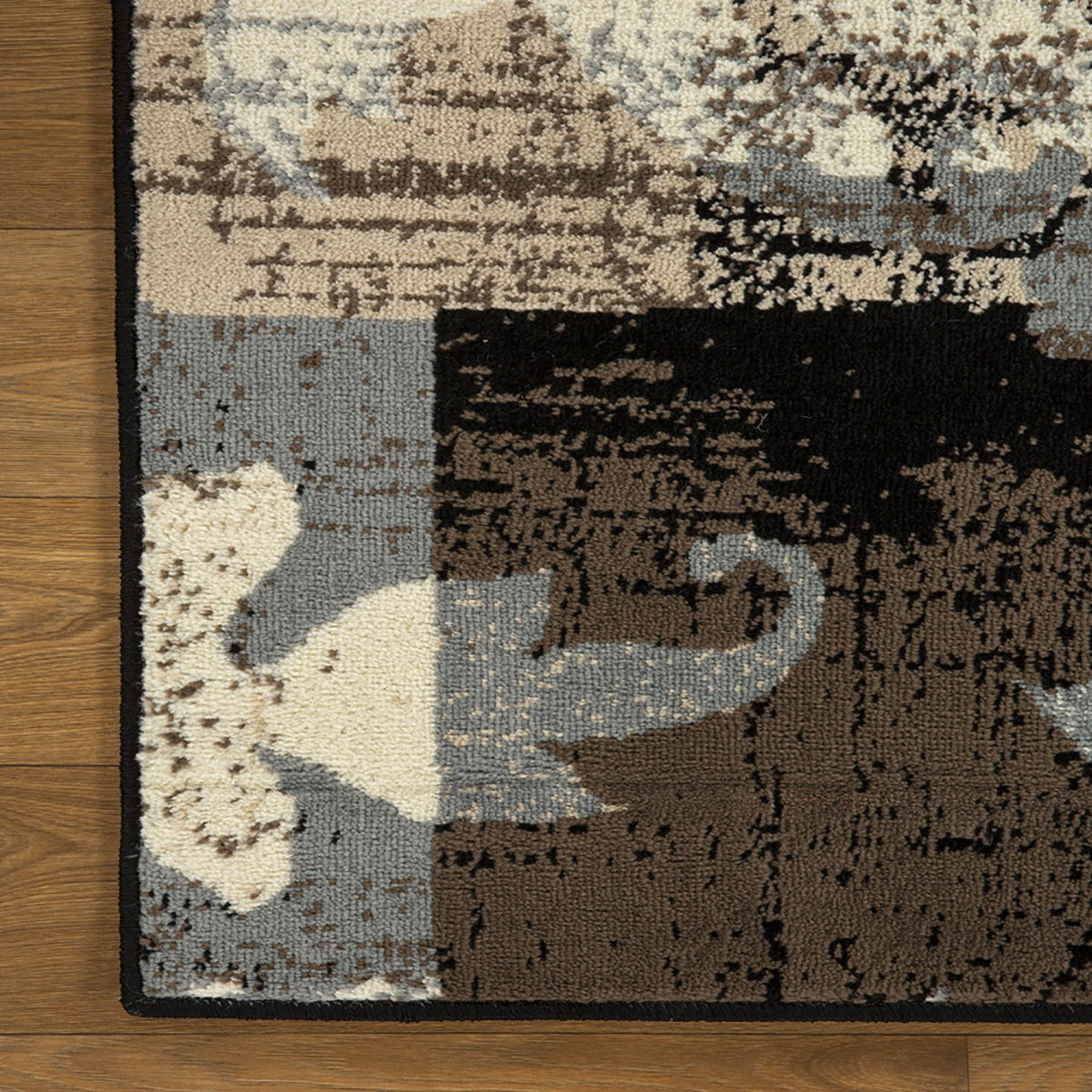 12" Beige And Gray Floral Power Loom Distressed Runner Rug