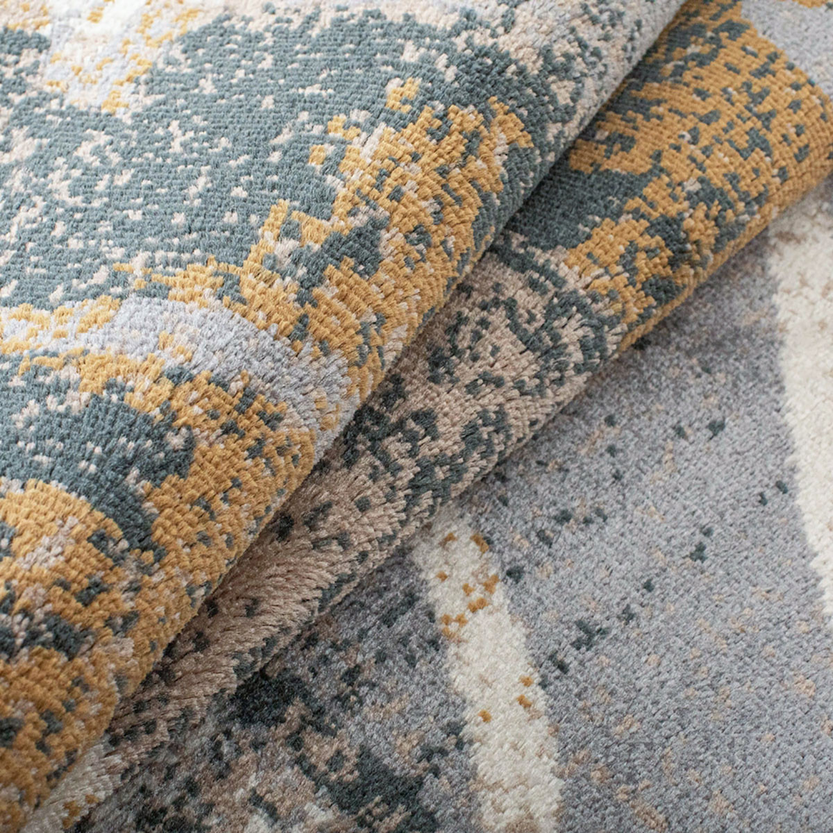 8" X 10" Beige And Gray Floral Power Loom Distressed Stain Resistant Area Rug