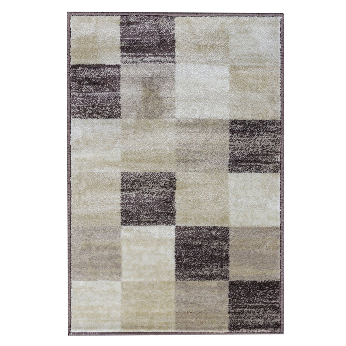 2" X 3" Beige Geometric Power Loom Stain Resistant Area Rug