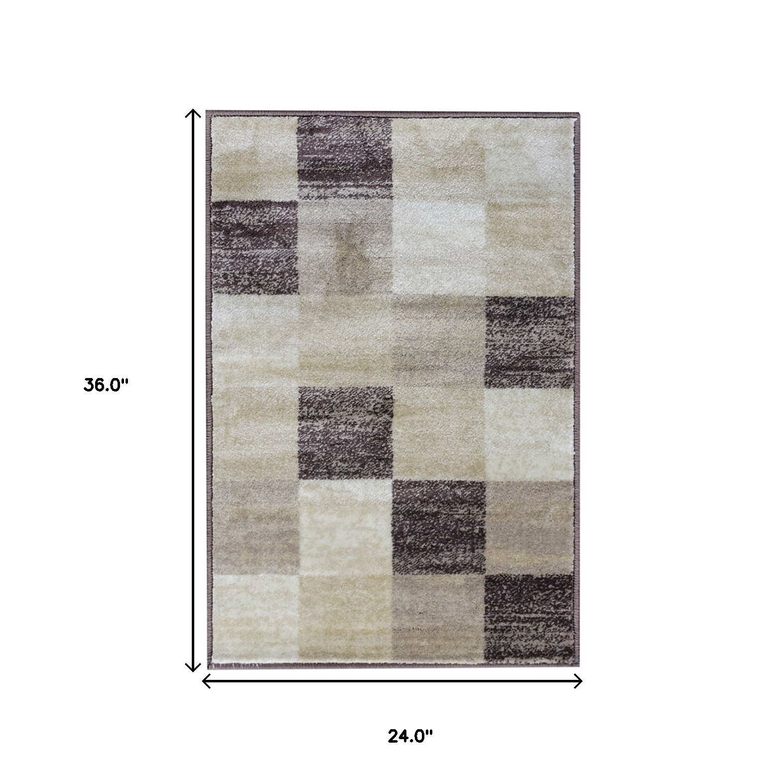 2" X 3" Beige Geometric Power Loom Stain Resistant Area Rug