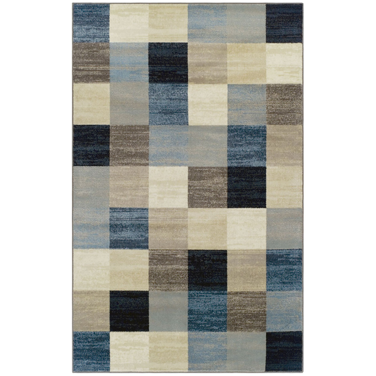 5" X 8" Blue And Teal Geometric Power Loom Stain Resistant Area Rug