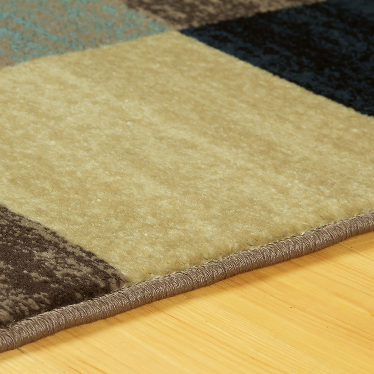 5" X 8" Blue And Teal Geometric Power Loom Stain Resistant Area Rug