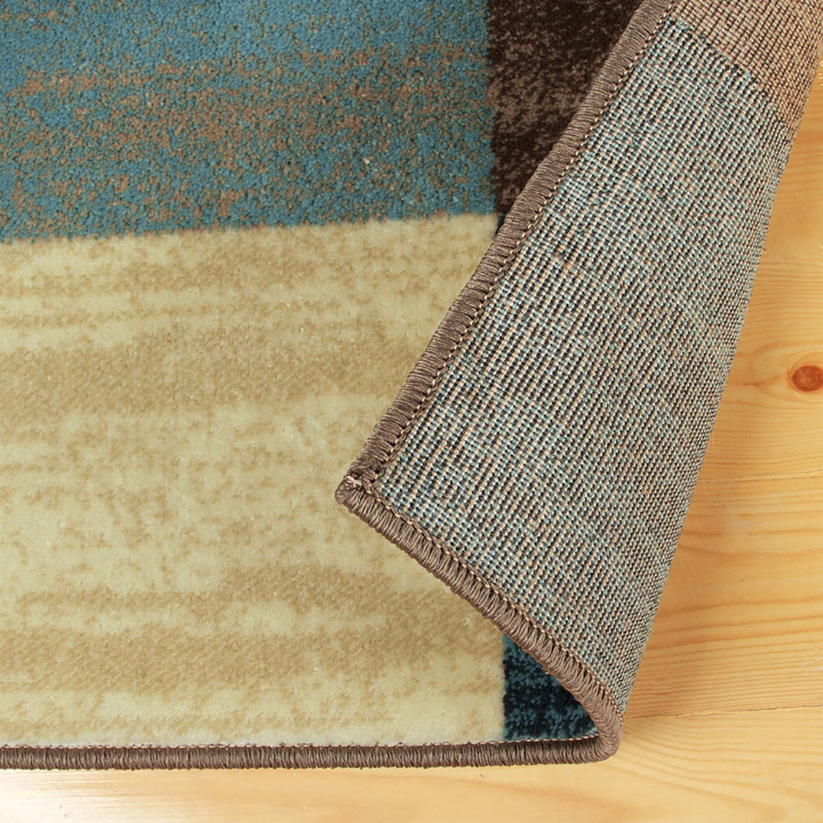5" X 8" Blue And Teal Geometric Power Loom Stain Resistant Area Rug