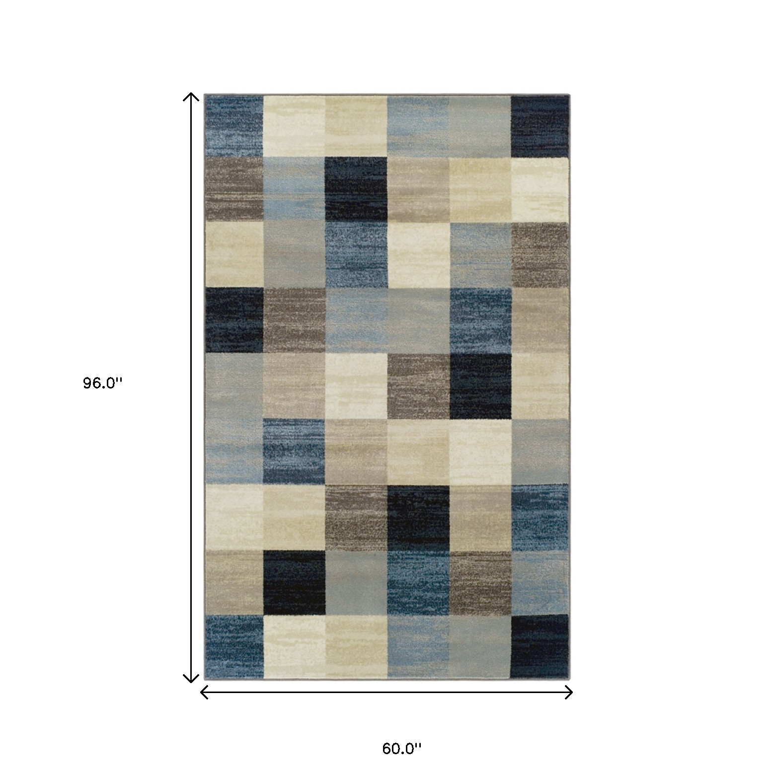 5" X 8" Blue And Teal Geometric Power Loom Stain Resistant Area Rug
