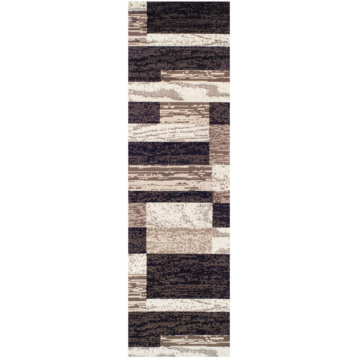 8" Chocolate Patchwork Power Loom Stain Resistant Runner Rug