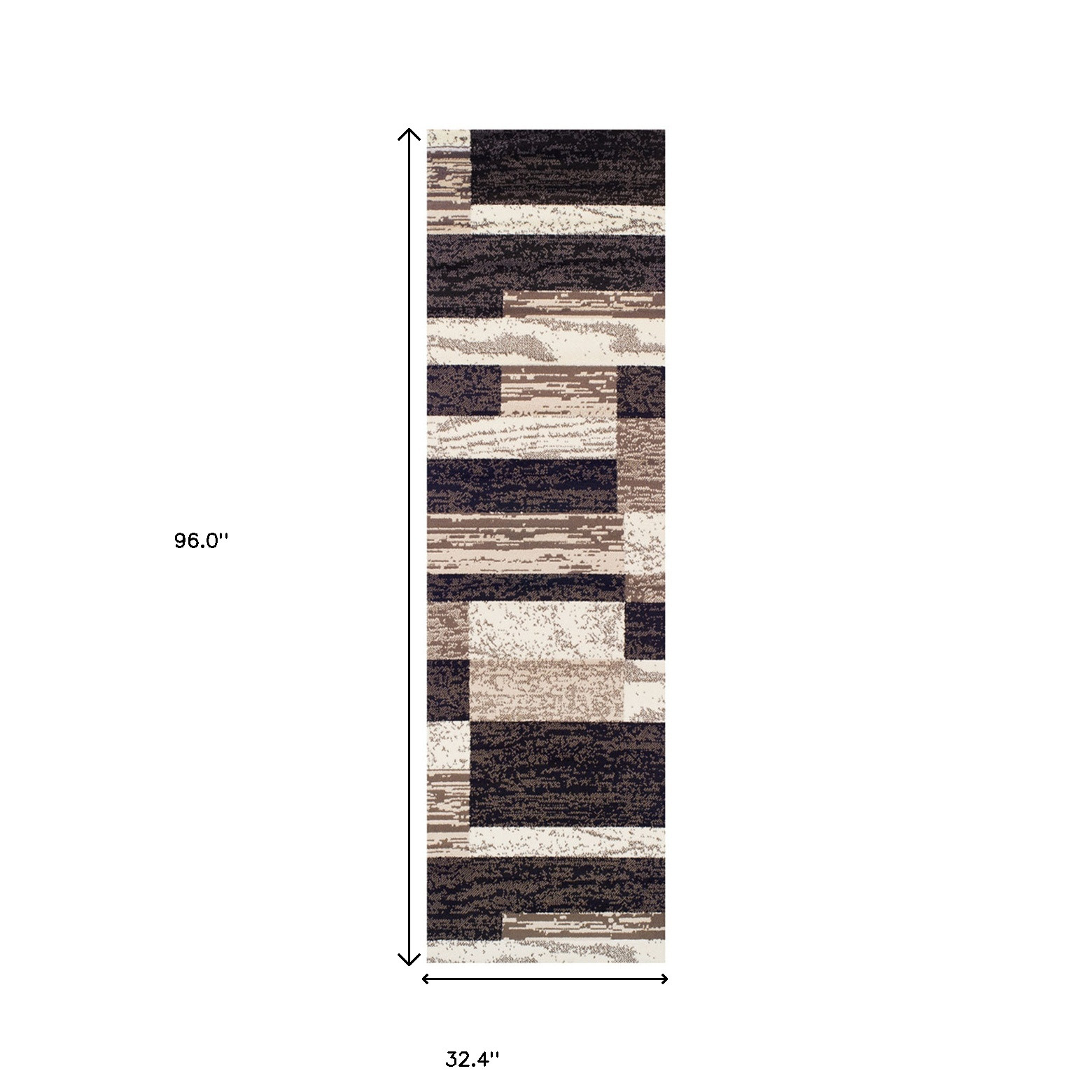 8" Chocolate Patchwork Power Loom Stain Resistant Runner Rug