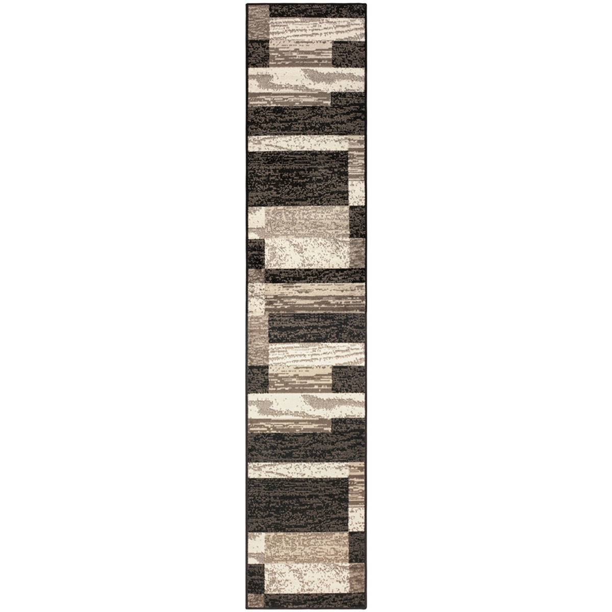11" Chocolate Patchwork Power Loom Runner Rug