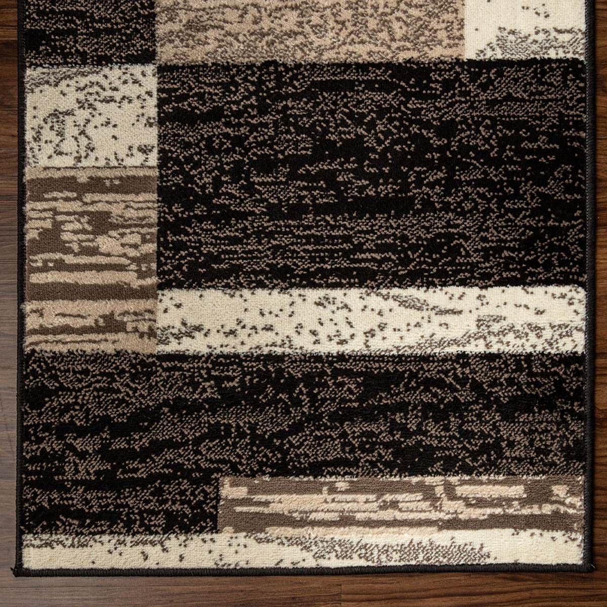 11" Chocolate Patchwork Power Loom Runner Rug