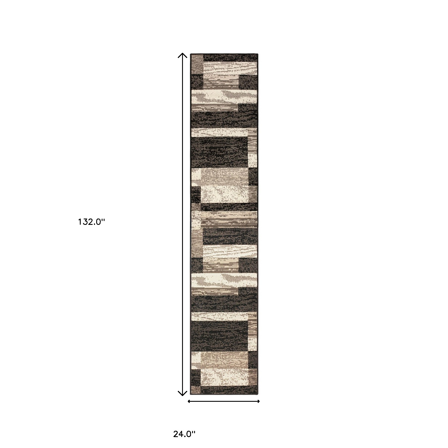 11" Chocolate Patchwork Power Loom Runner Rug