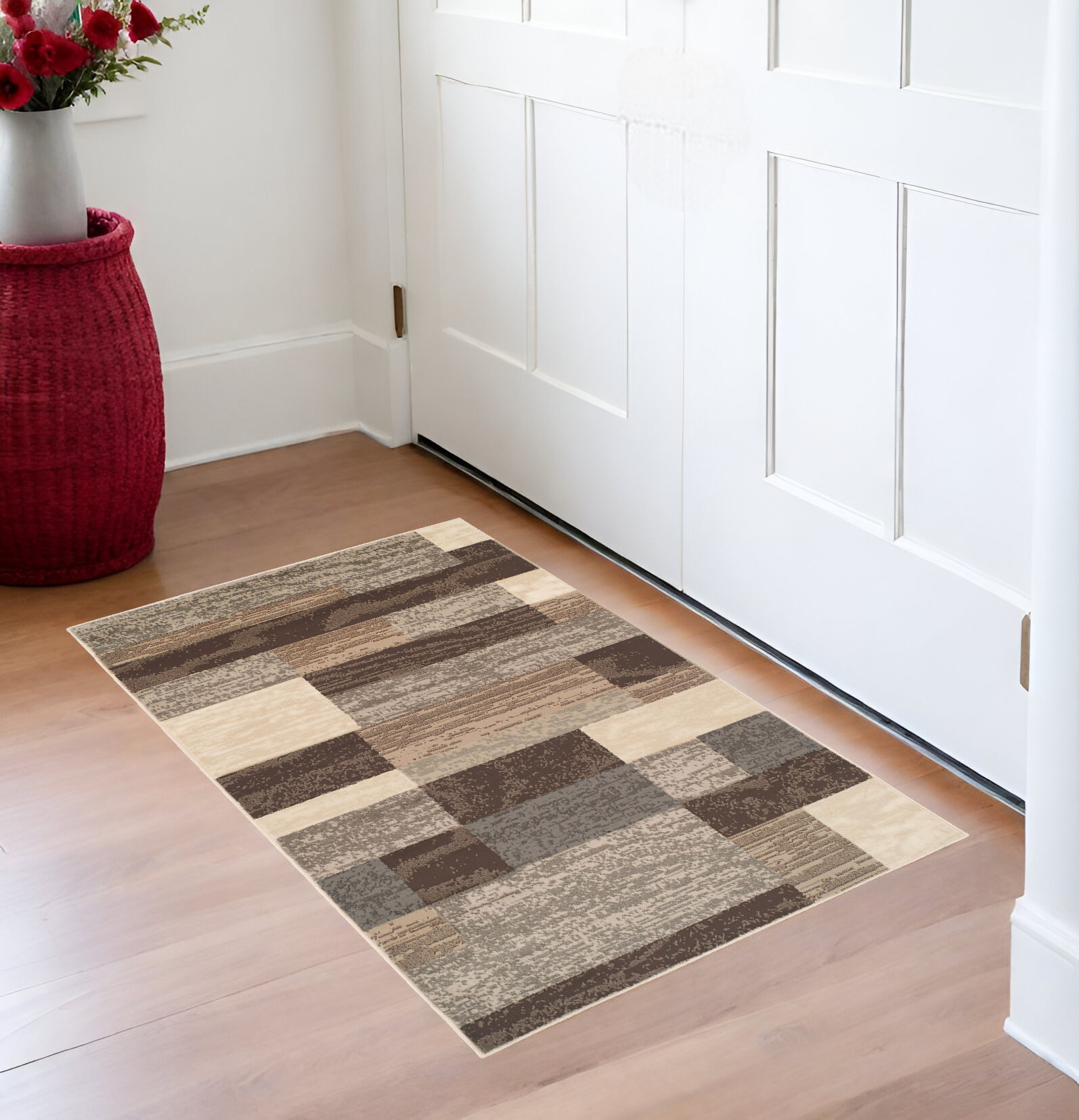 3" X 5" Slate Patchwork Power Loom Stain Resistant Area Rug