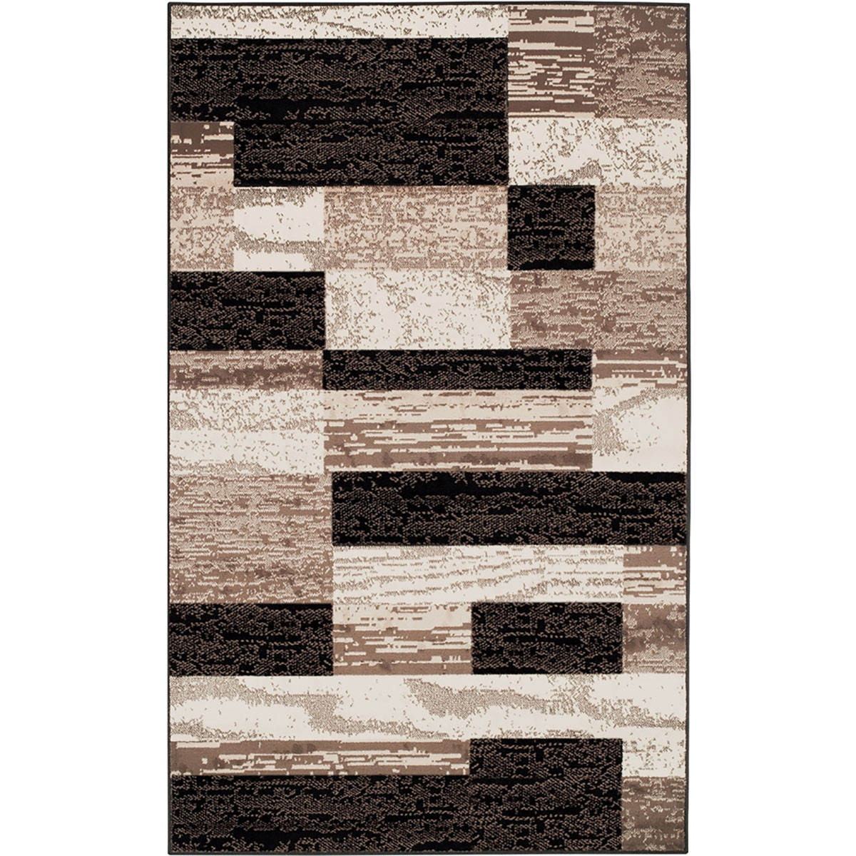 4" X 6" Chocolate Patchwork Power Loom Stain Resistant Area Rug