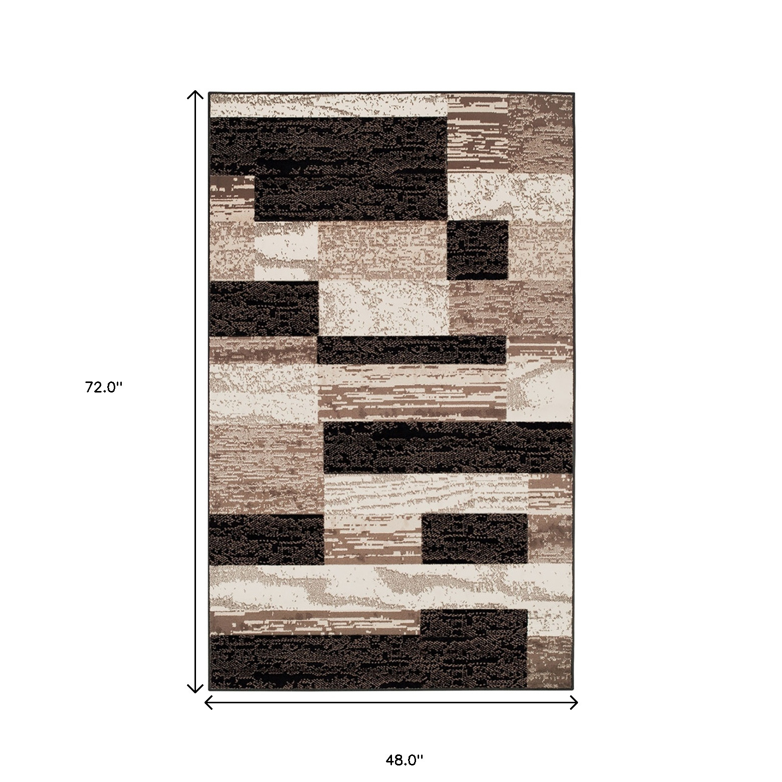 4" X 6" Chocolate Patchwork Power Loom Stain Resistant Area Rug