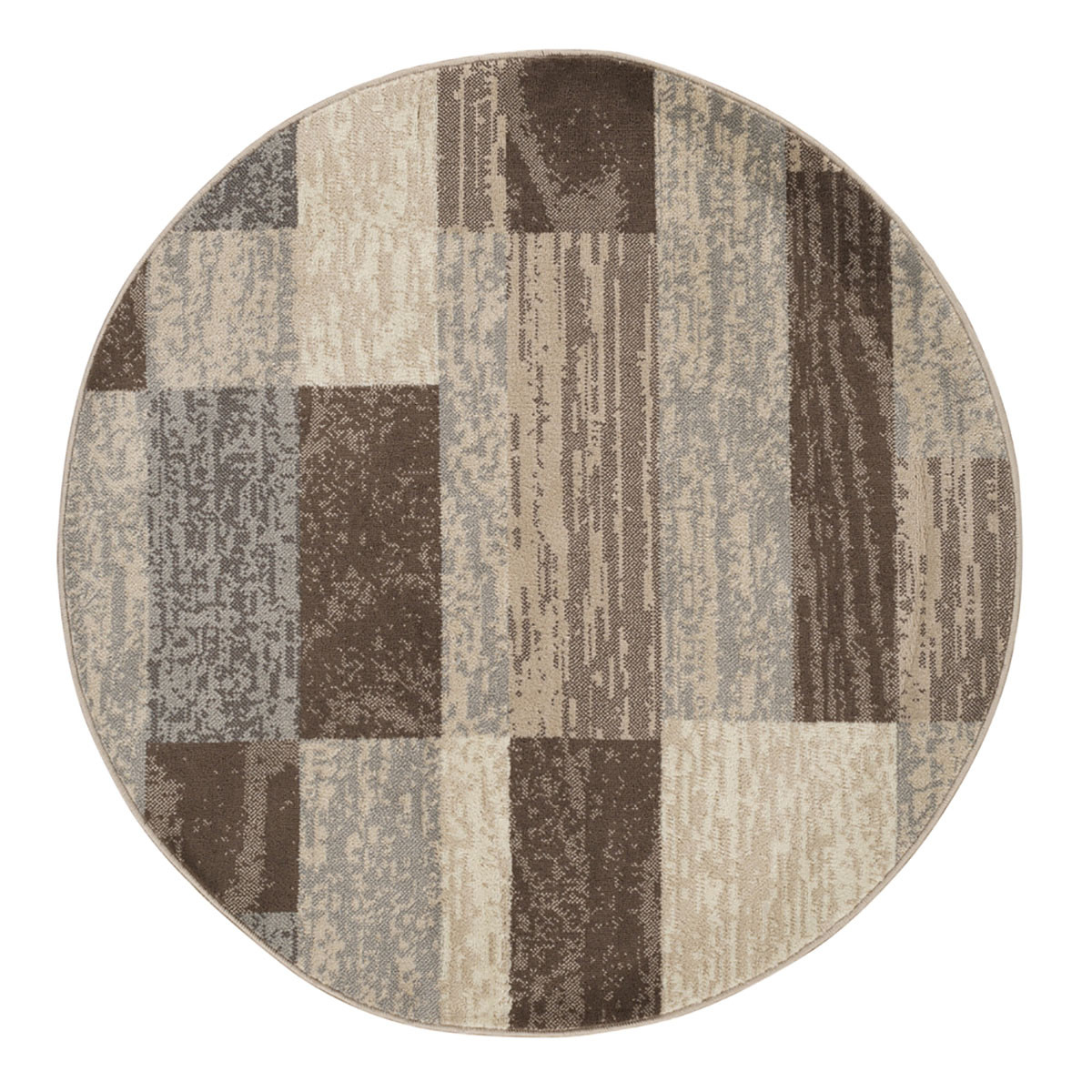 5" Round Slate Round Patchwork Power Loom Stain Resistant Area Rug