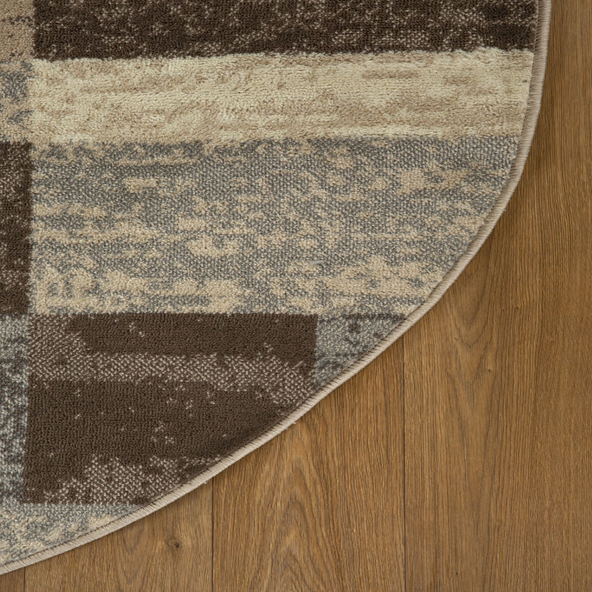 5" Round Slate Round Patchwork Power Loom Stain Resistant Area Rug
