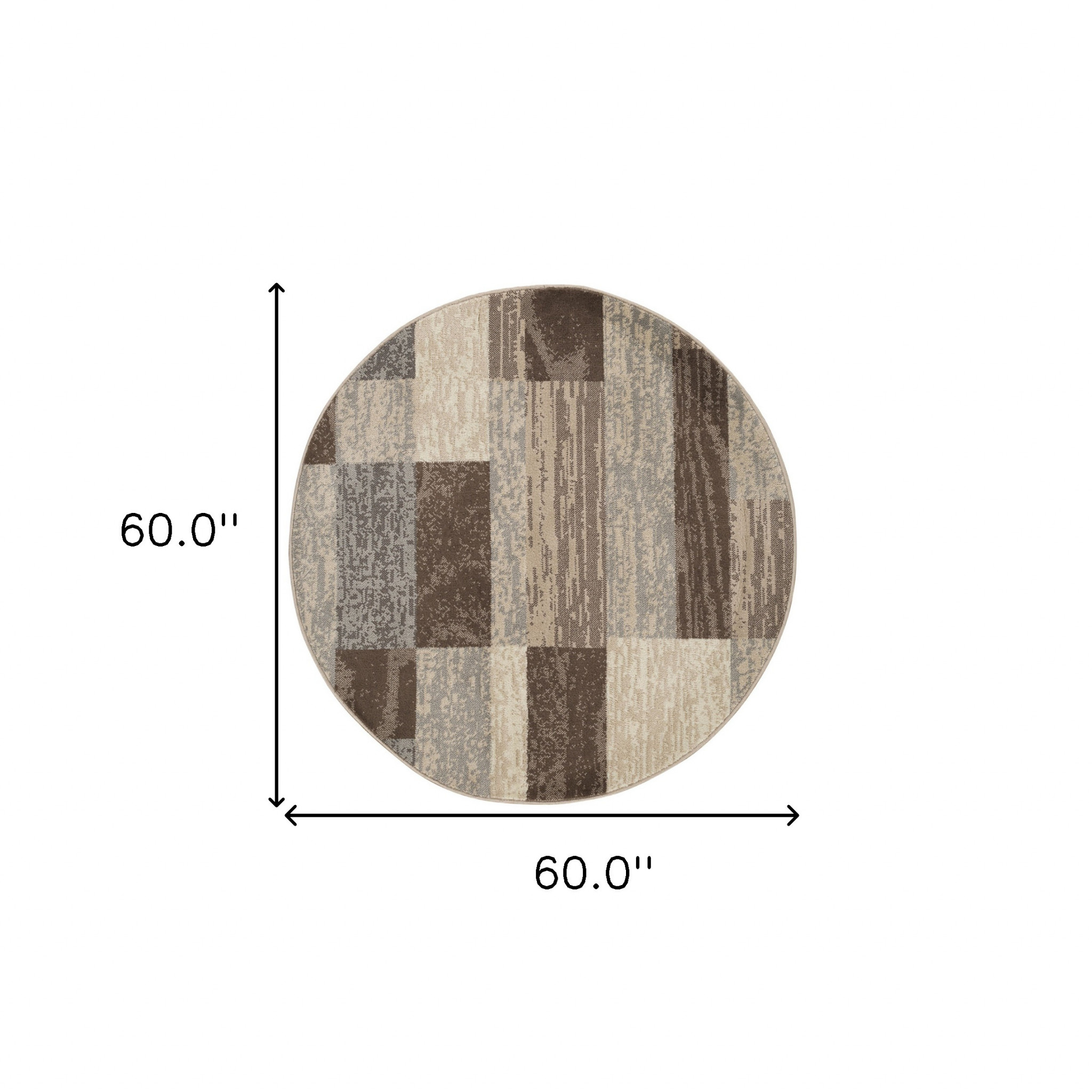 5" Round Slate Round Patchwork Power Loom Stain Resistant Area Rug