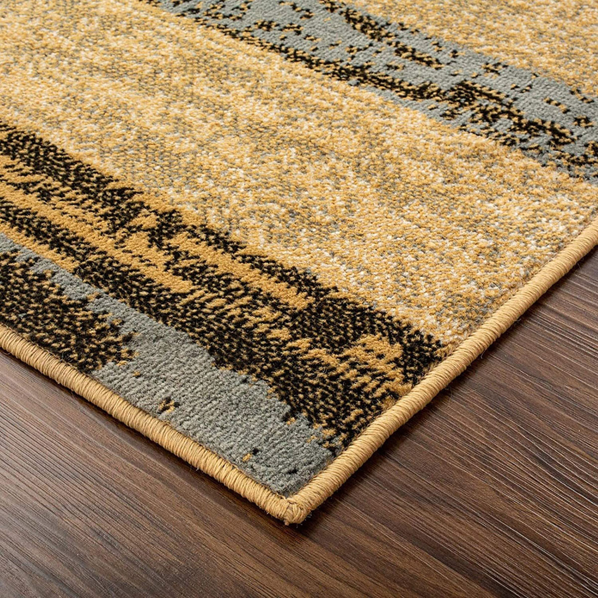 8" X 10" Light Blue And Beige Patchwork Power Loom Stain Resistant Area Rug