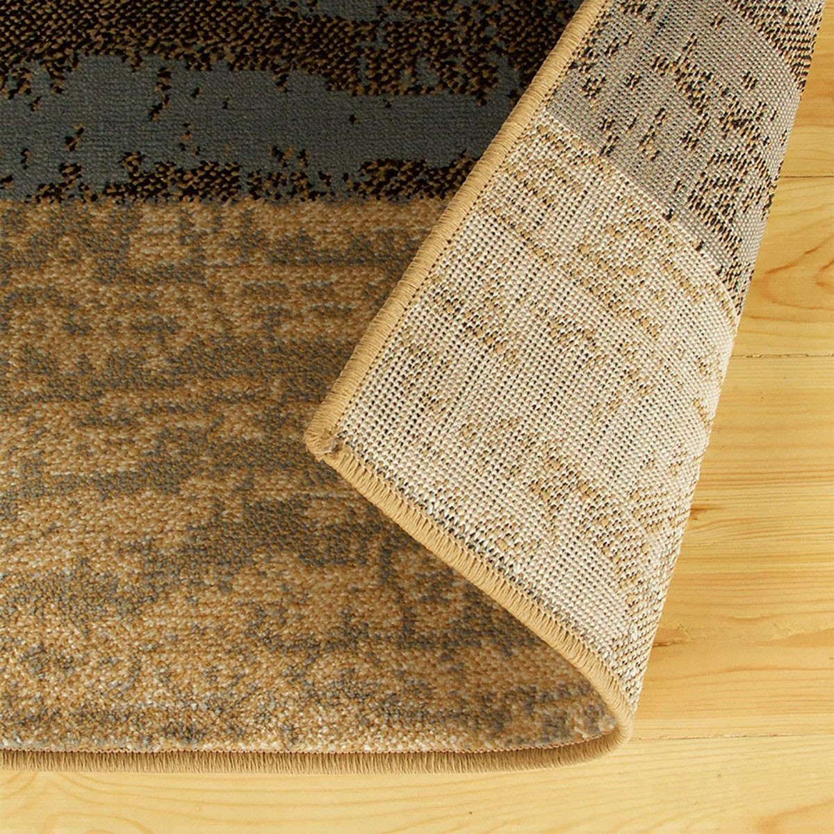 8" X 10" Light Blue And Beige Patchwork Power Loom Stain Resistant Area Rug