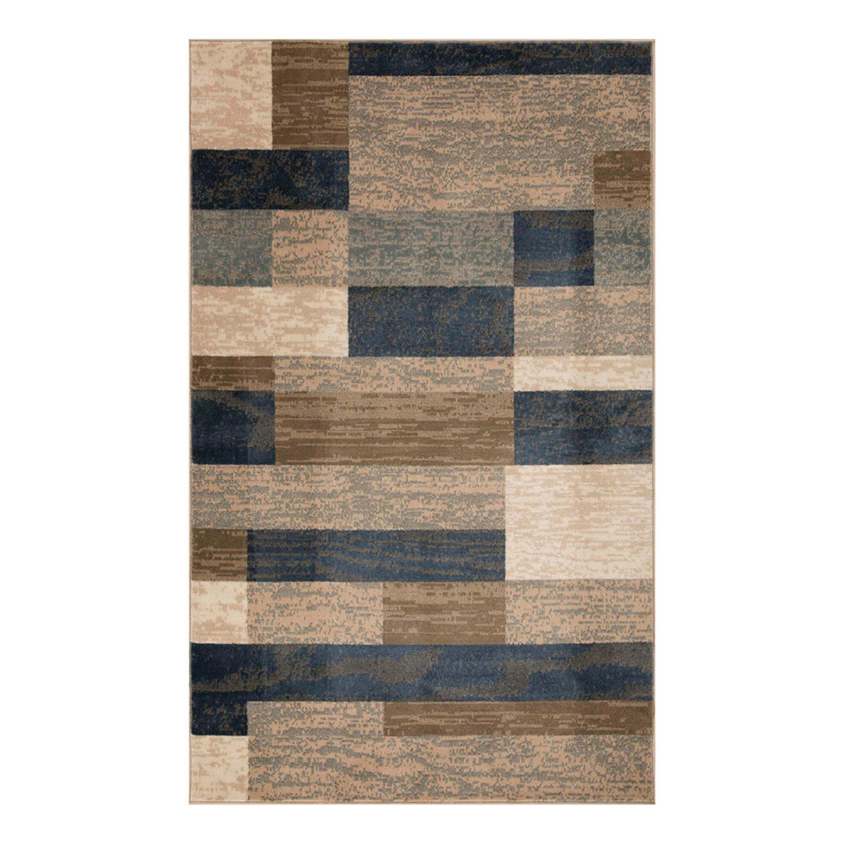 8" X 10" Midnight Navy Patchwork Power Loom Stain Resistant Area Rug