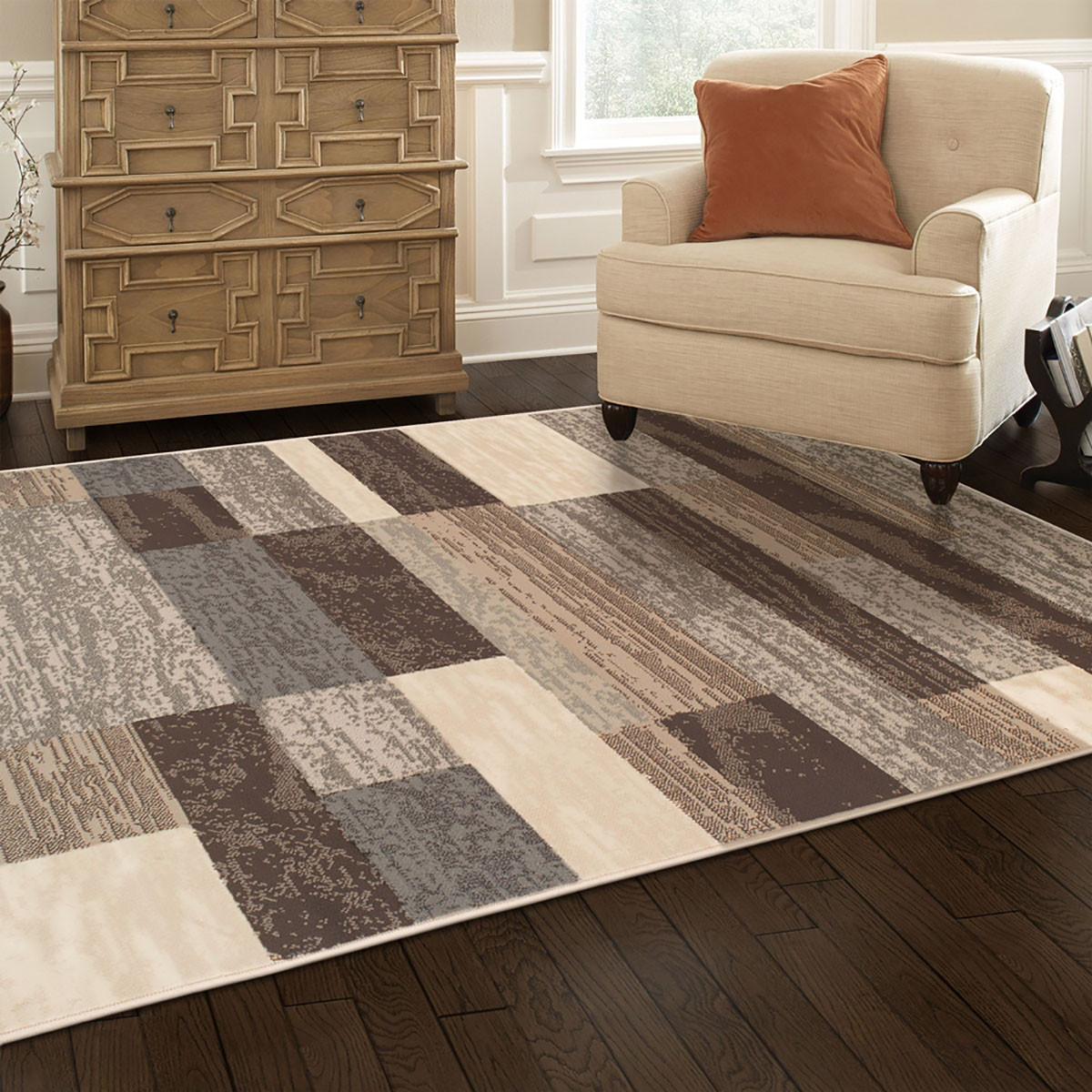 8" X 10" Slate Patchwork Power Loom Stain Resistant Area Rug