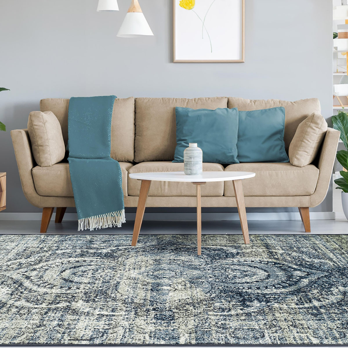 4" X 6" Taupe Abstract Power Loom Distressed Stain Resistant Area Rug