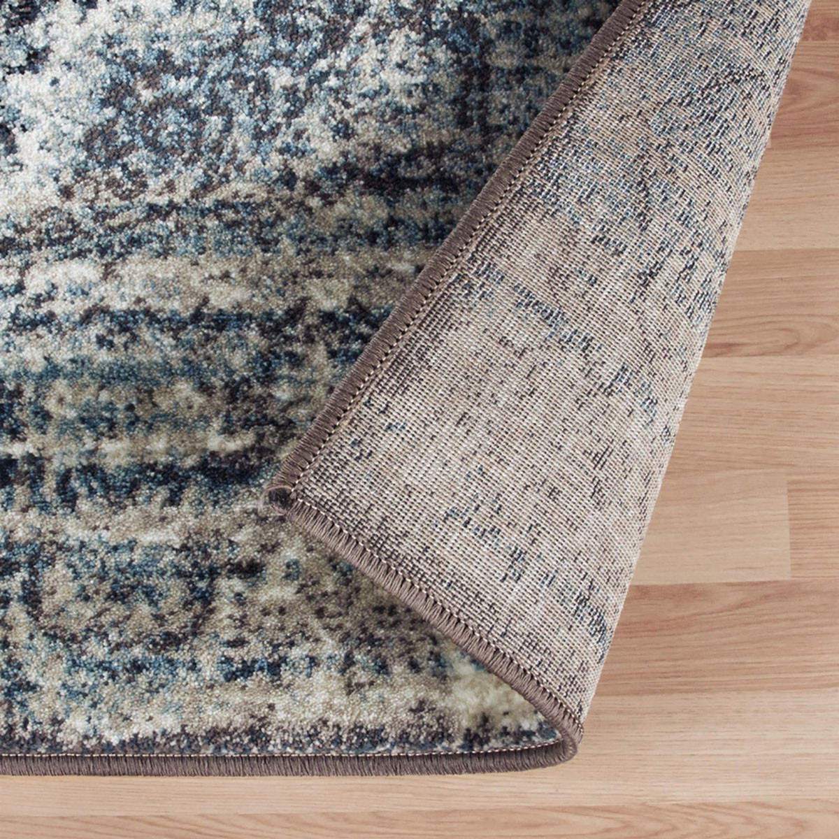 4" X 6" Taupe Abstract Power Loom Distressed Stain Resistant Area Rug