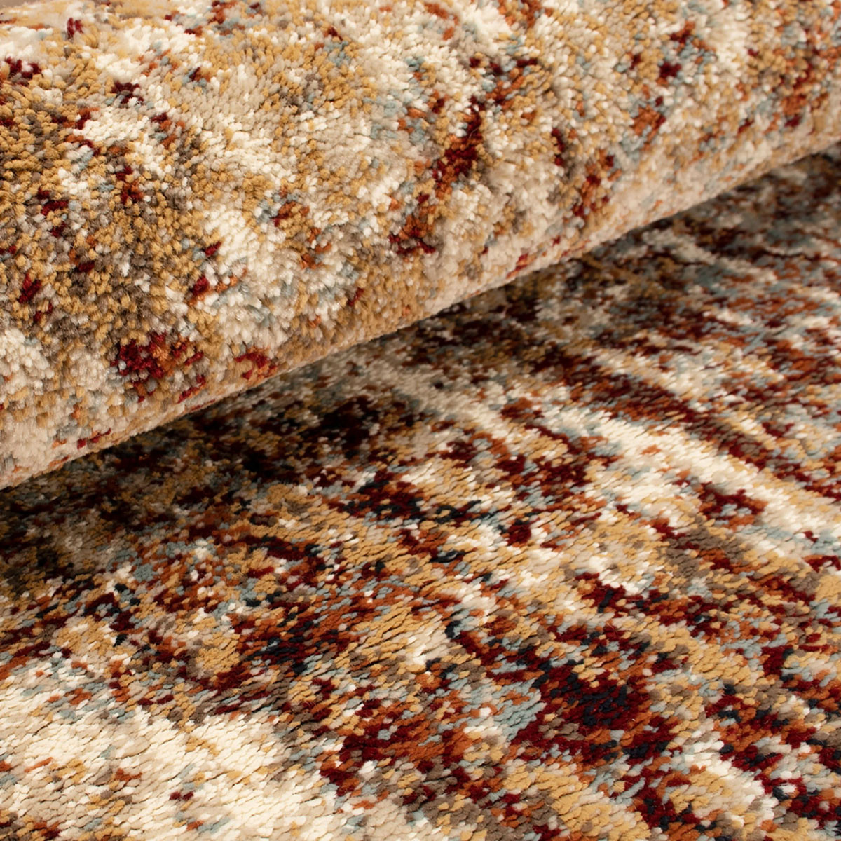 6" X 9" Maroon And Gold Abstract Power Loom Distressed Stain Resistant Area Rug