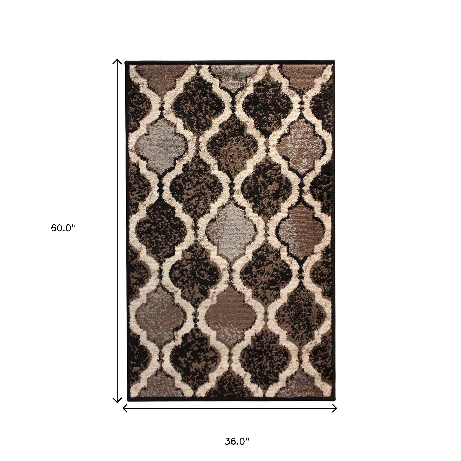 3" X 5" Chocolate Quatrefoil Power Loom Distressed Stain Resistant Area Rug