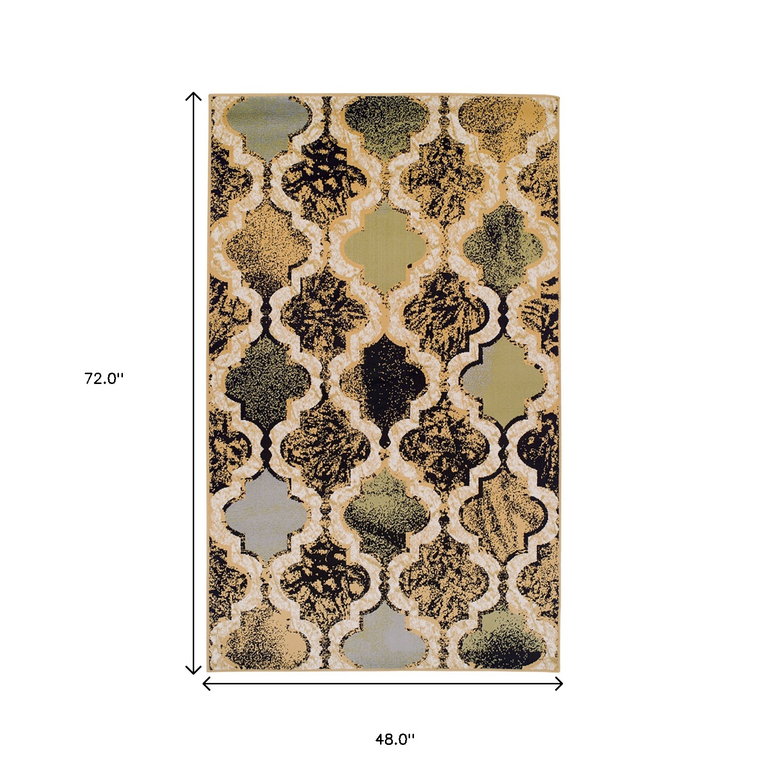 4" X 6" Multi Color Quatrefoil Power Loom Distressed Stain Resistant Area Rug