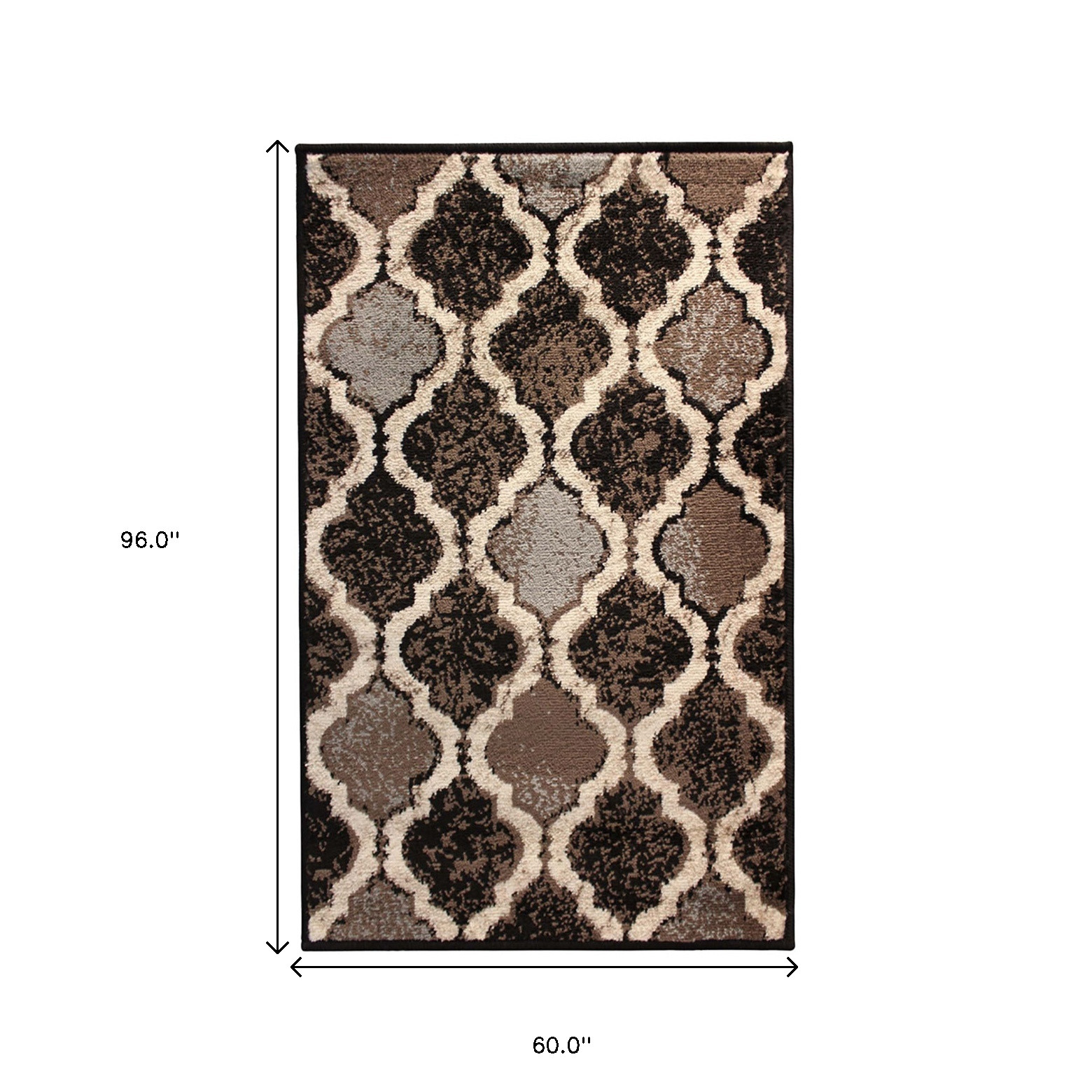 5" X 8" Chocolate Quatrefoil Power Loom Distressed Stain Resistant Area Rug
