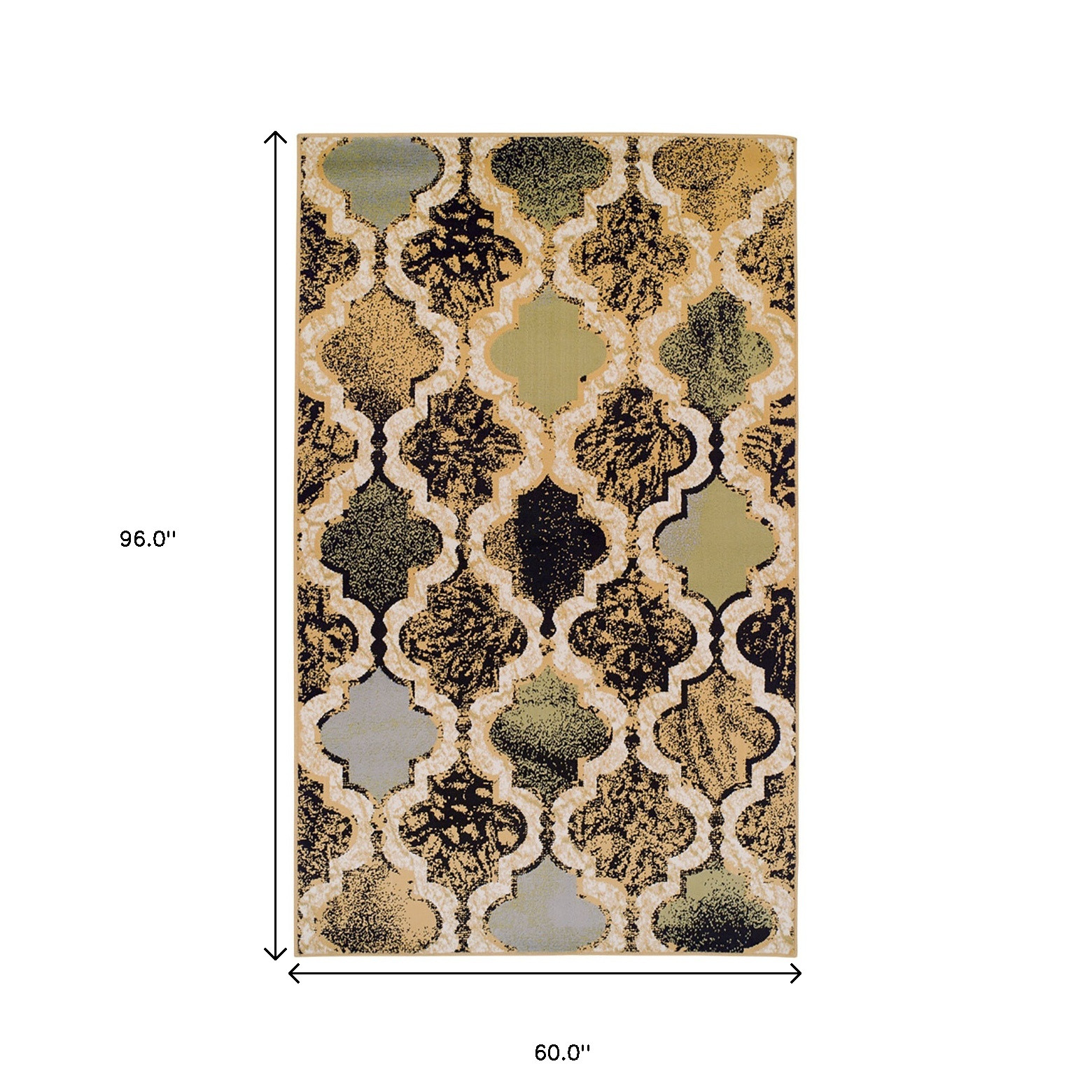 5" X 8" Multi Color Quatrefoil Power Loom Distressed Stain Resistant Area Rug