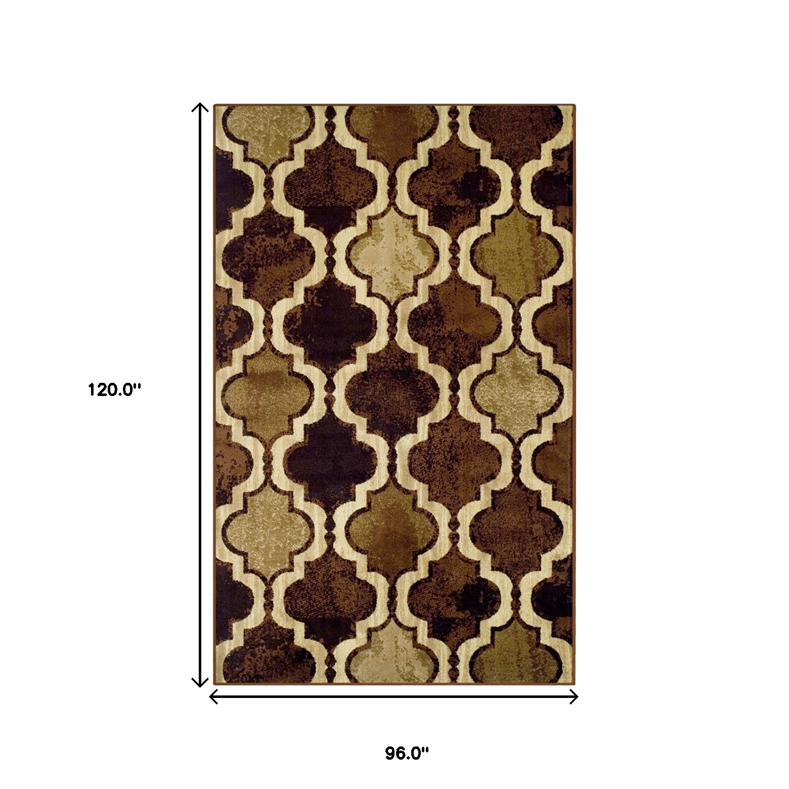 8" X 10" Coffee Quatrefoil Power Loom Distressed Stain Resistant Area Rug