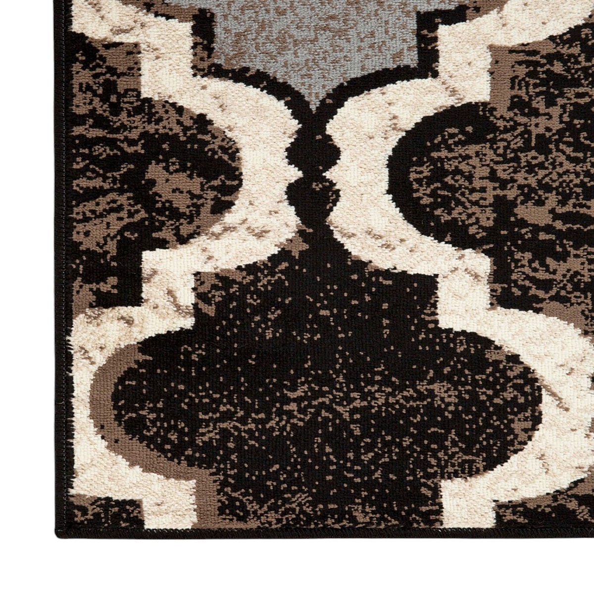 8" X 10" Chocolate Quatrefoil Power Loom Distressed Stain Resistant Area Rug