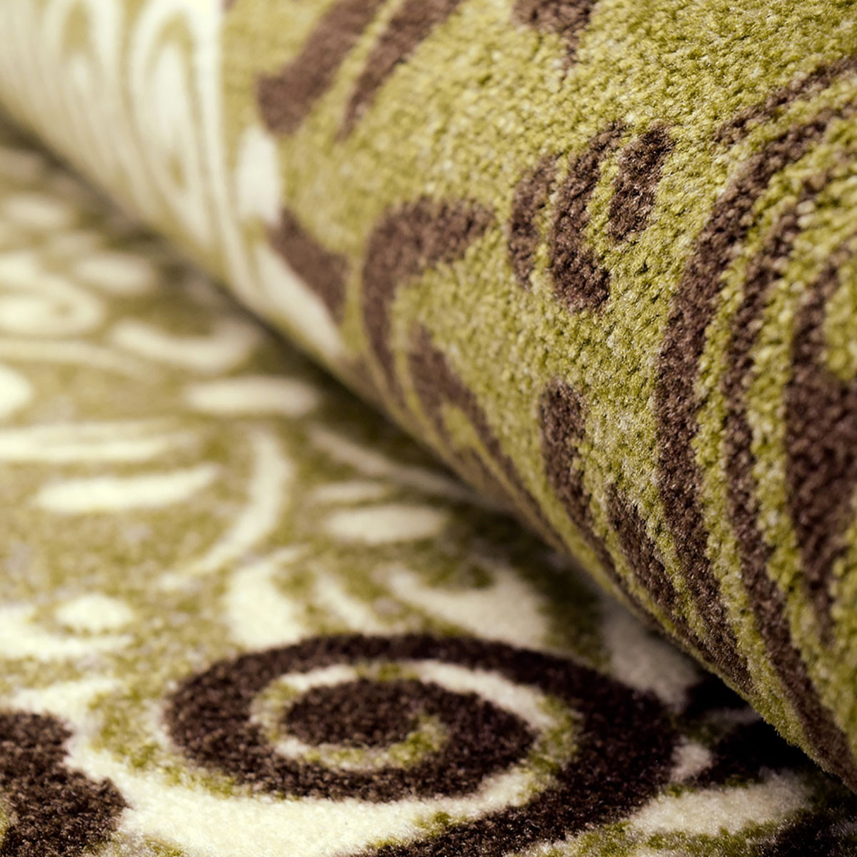 2" X 3" Greens And Browns Floral Power Loom Non Skid Area Rug