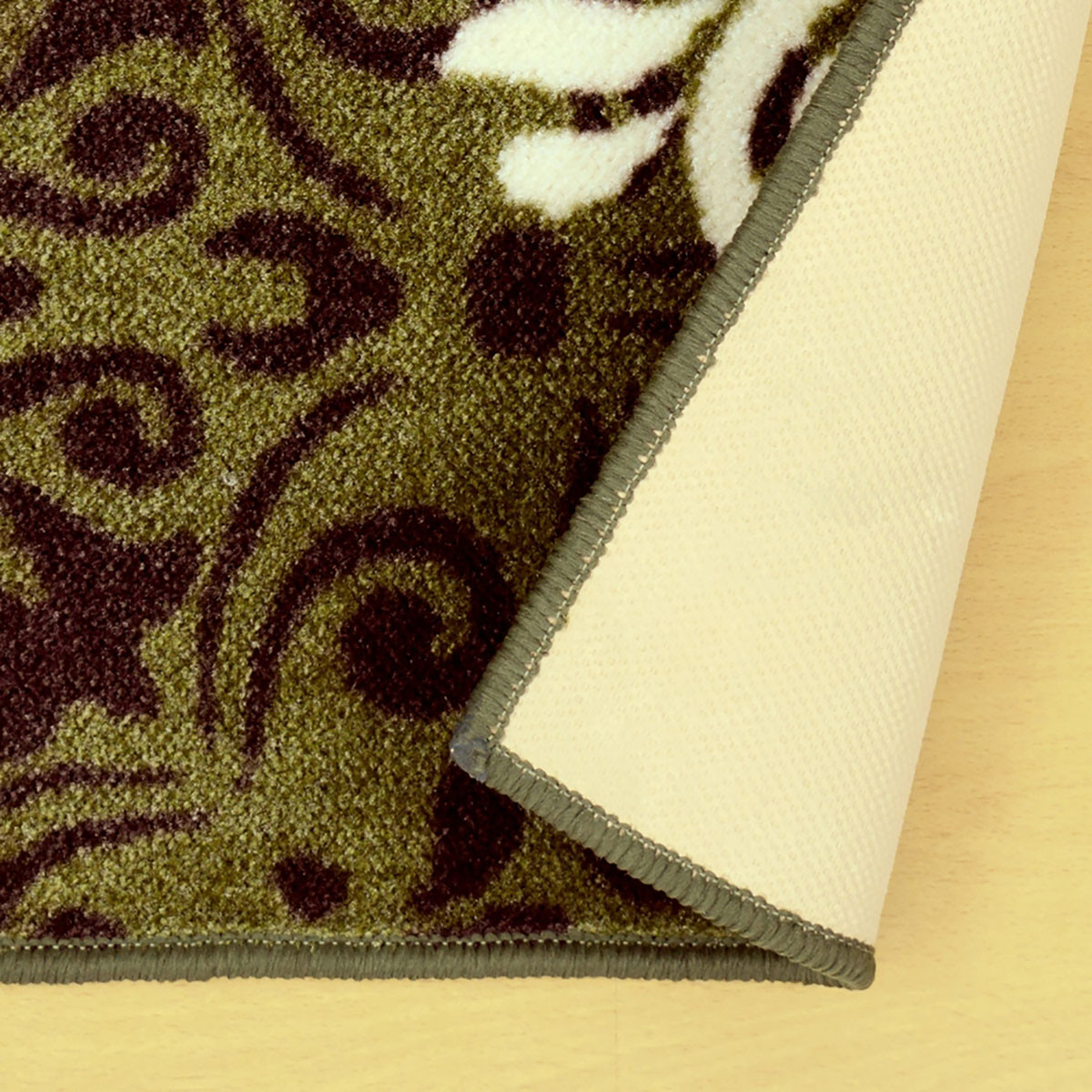 2" X 3" Greens And Browns Floral Power Loom Non Skid Area Rug