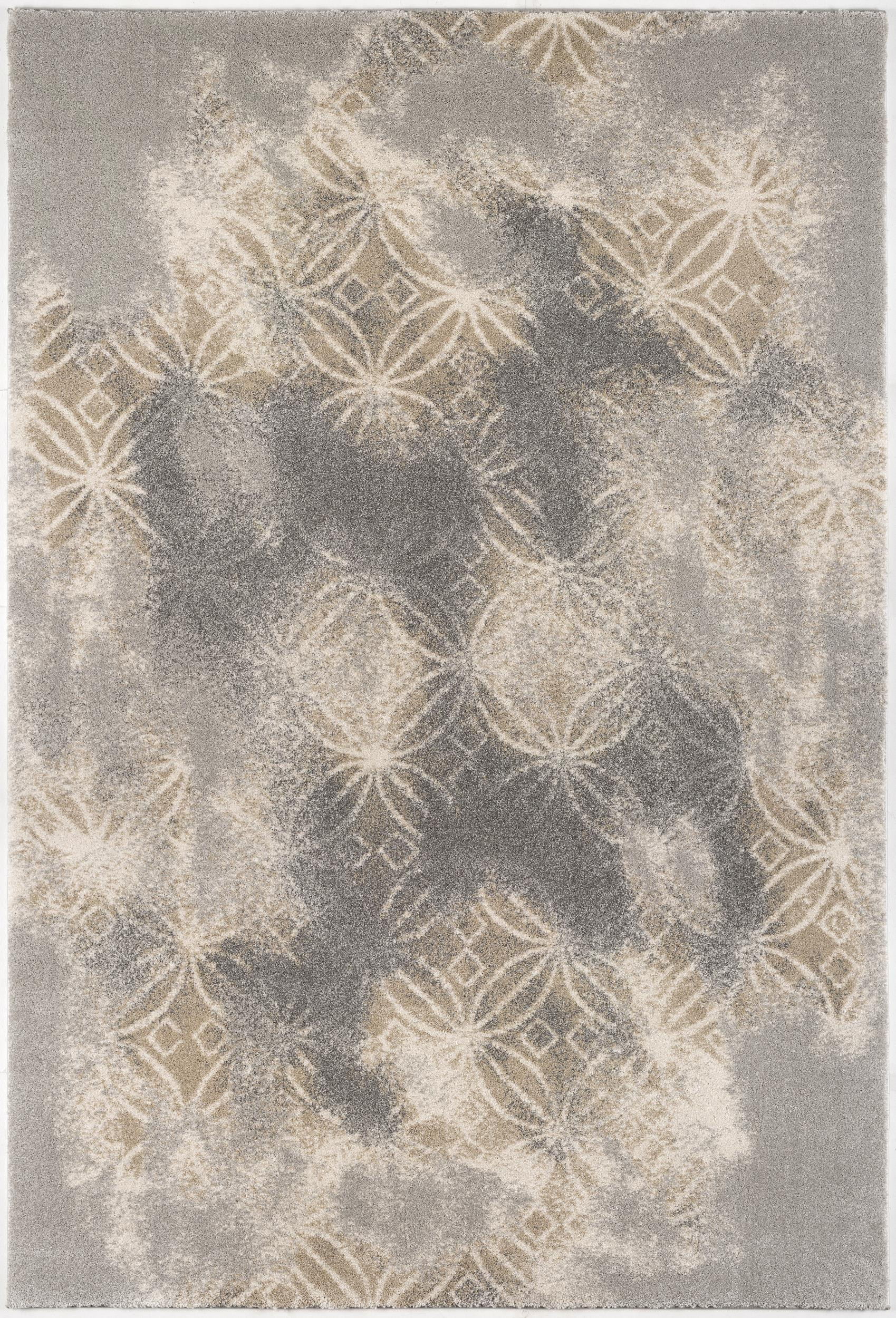 4" X 6" Light Grey Abstract Power Loom Stain Resistant Area Rug