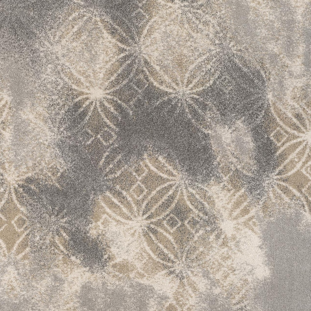 4" X 6" Light Grey Abstract Power Loom Stain Resistant Area Rug