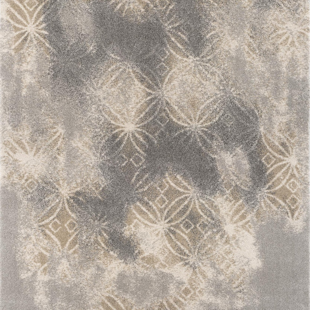 4" X 6" Light Grey Abstract Power Loom Stain Resistant Area Rug