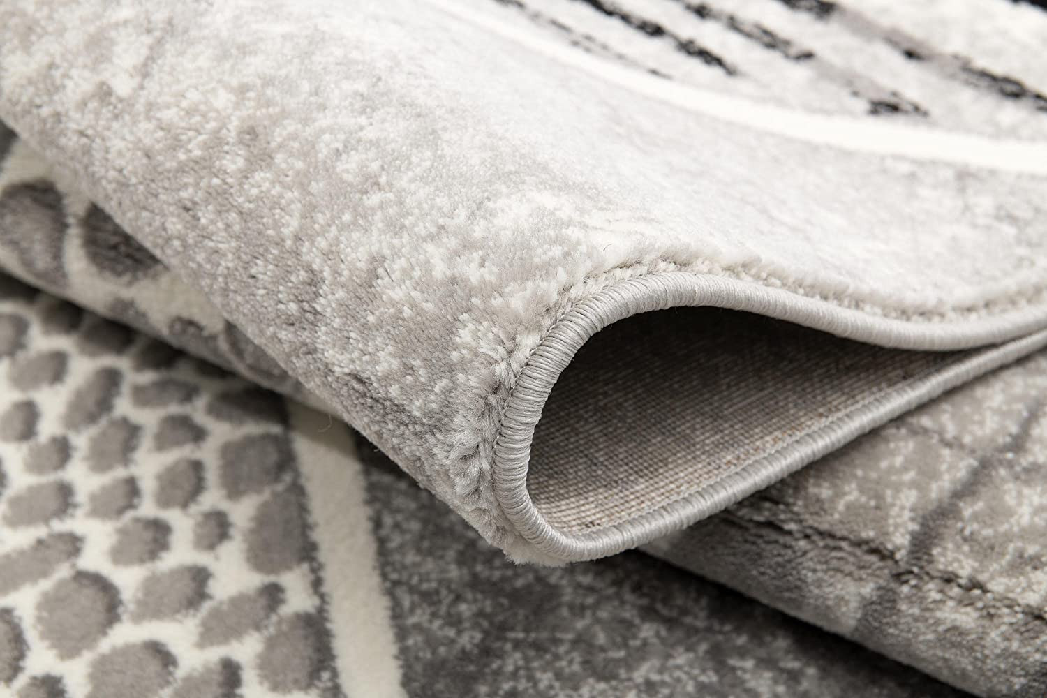 8" X 11" Grey Geometric Power Loom Stain Resistant Area Rug