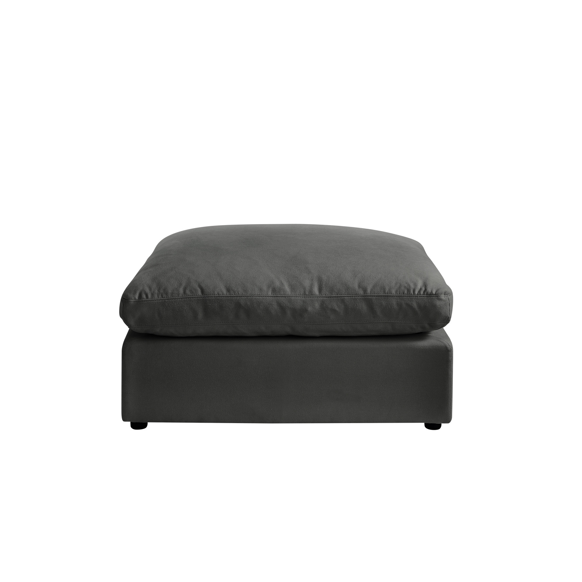 36" Charcoal Linen And Black Ottoman-487812-1