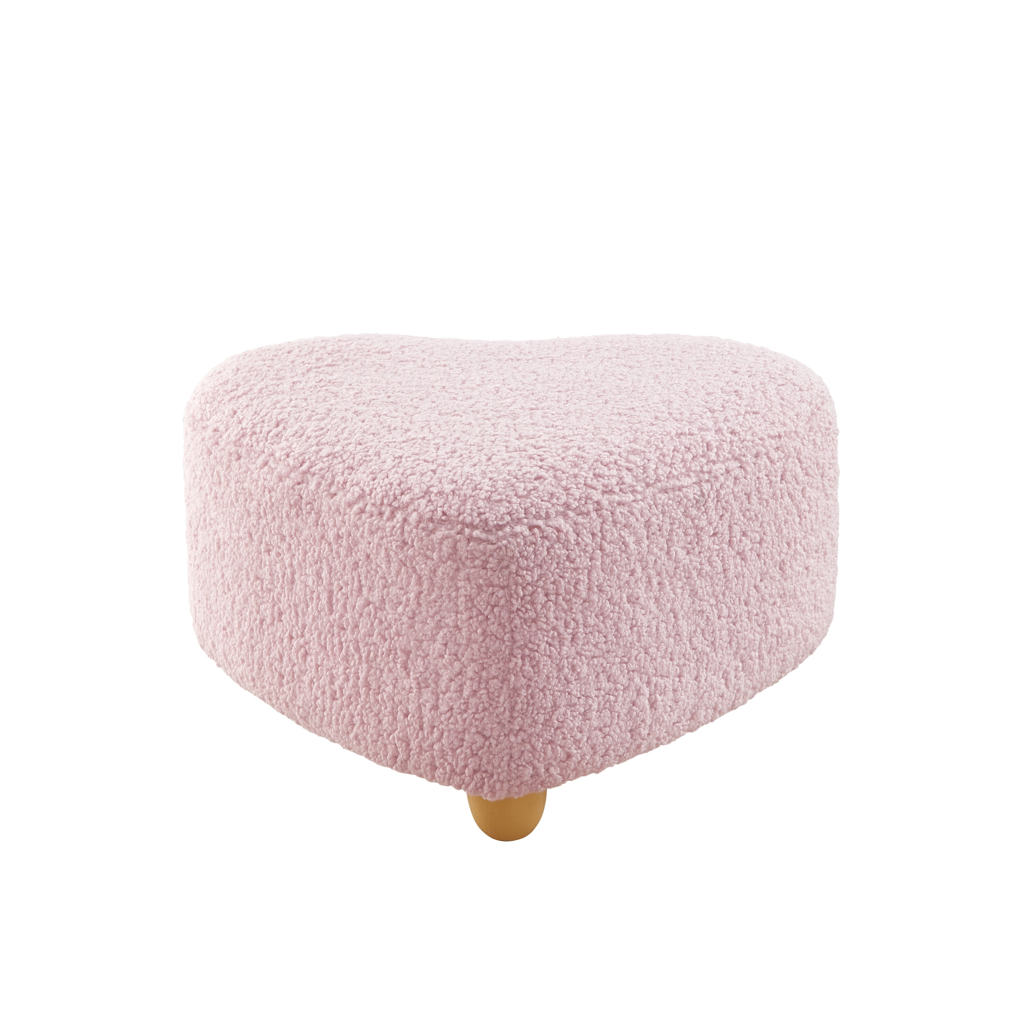 25" Pink Sherpa And Brown Specialty Ottoman-487852-1
