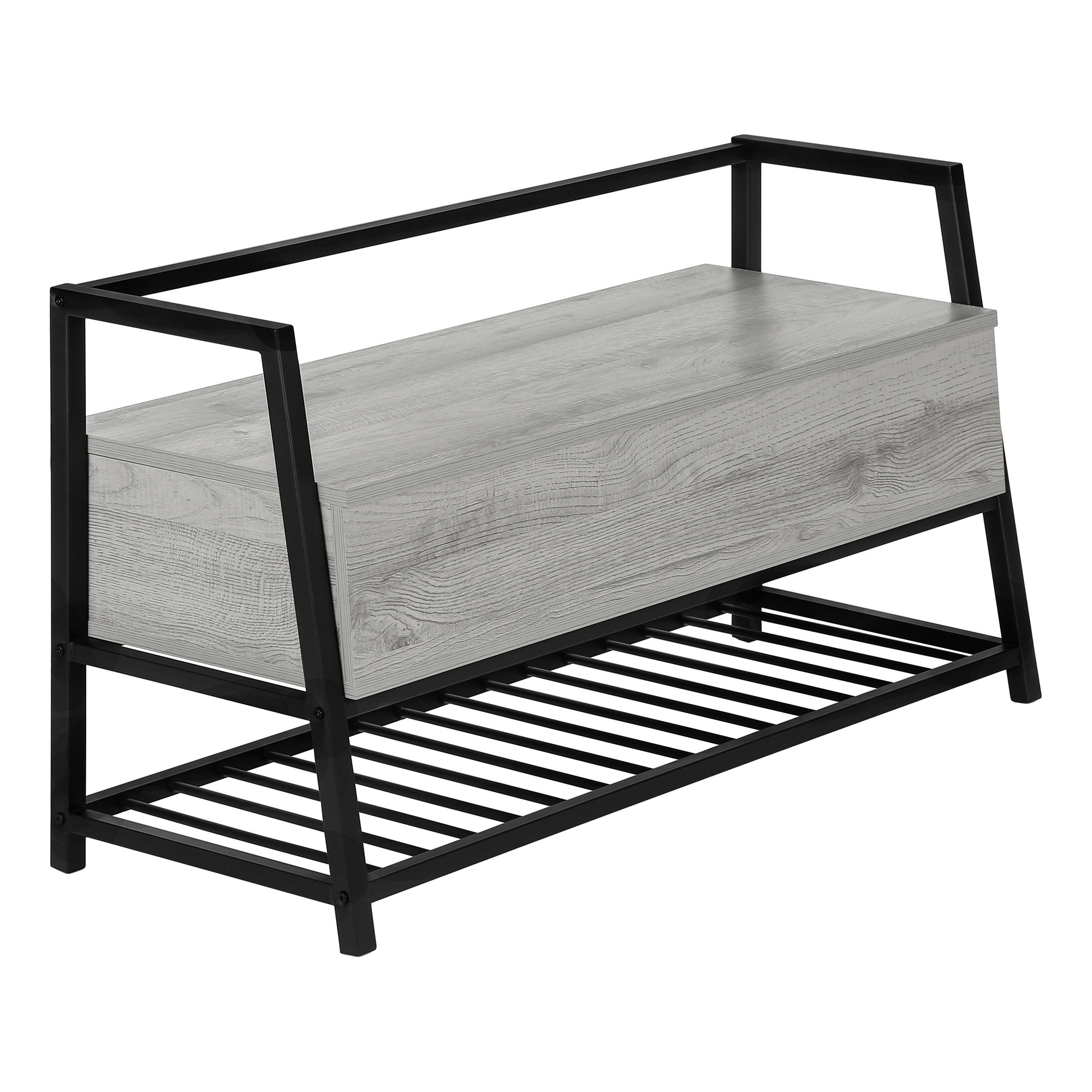 42 Gray And Black Bench With Flip Top