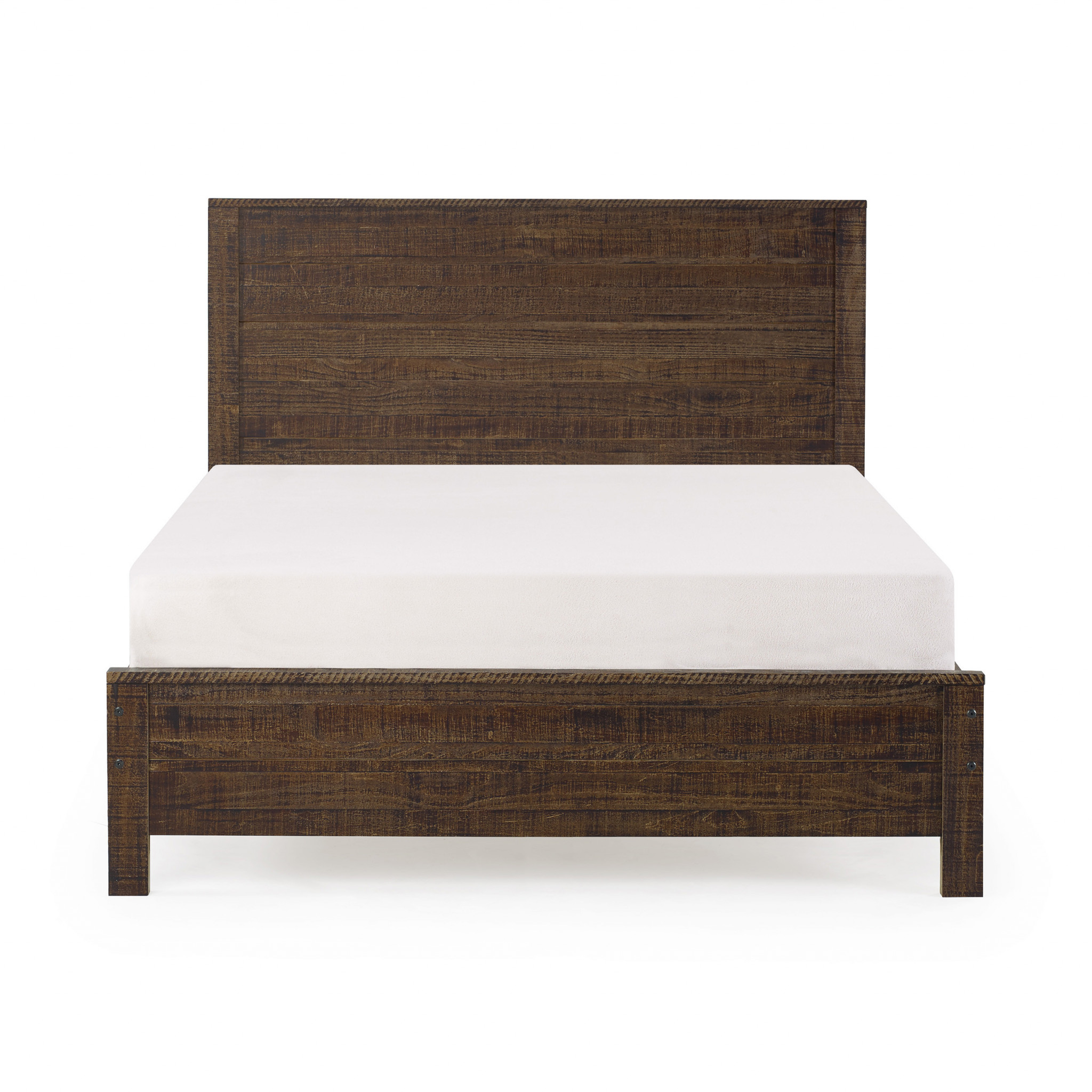 Dark Brown Solid Wood Full Double Bed Frame-490282-1