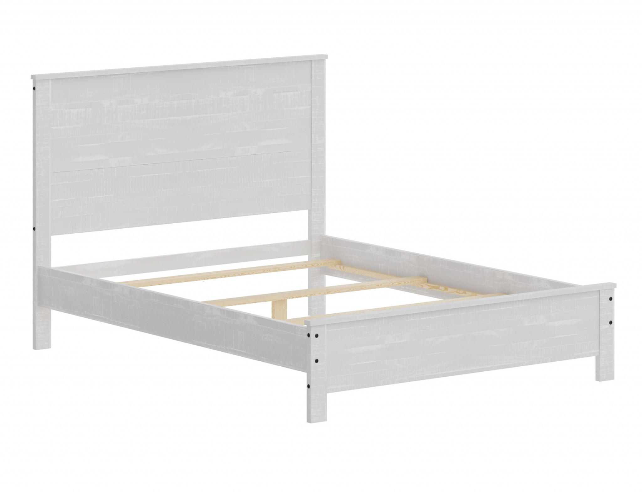 White Solid Wood Full Double Bed Frame-490283-1