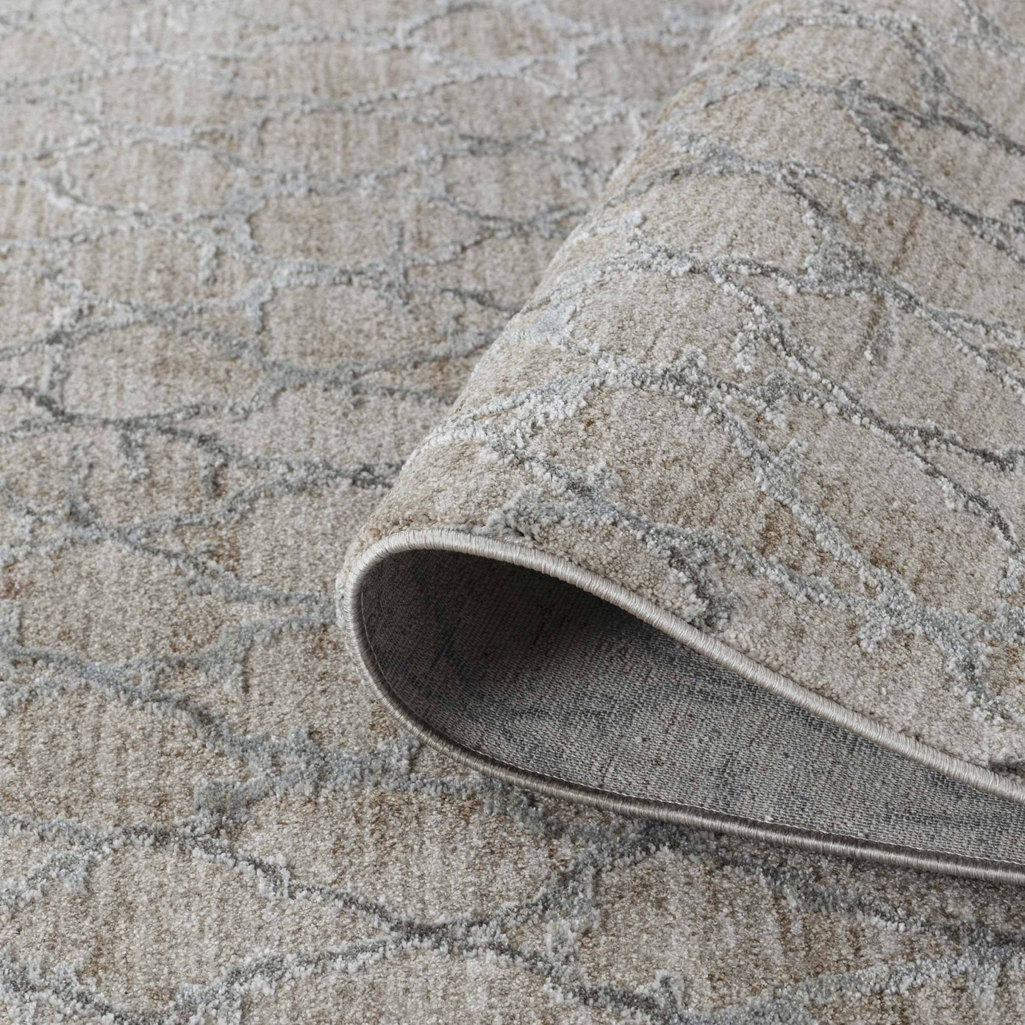 5" X 8" Beige Moroccan Stain Resistant Area Rug
